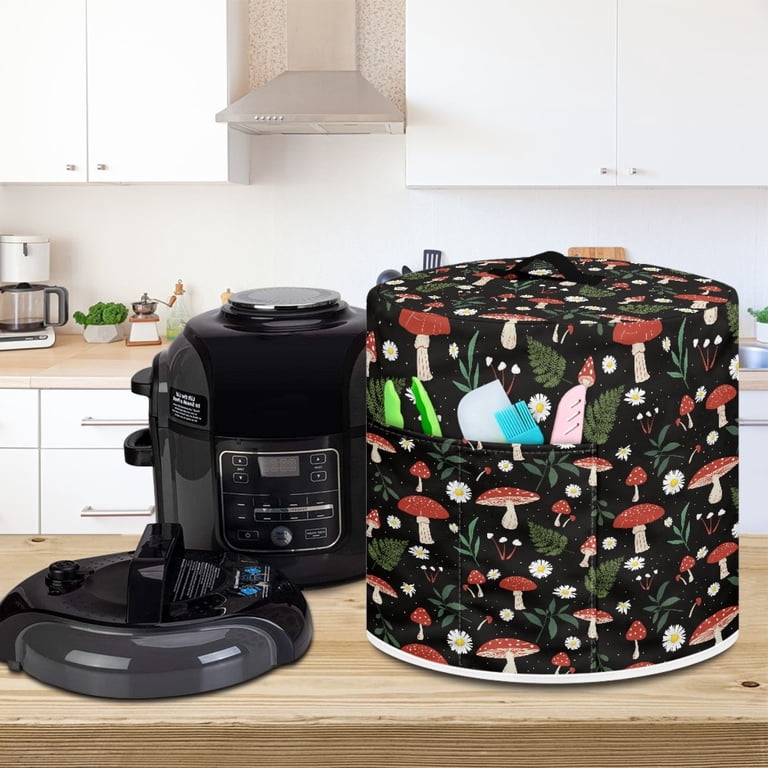 Xoenoiee Black Cat Floral Kitchen Appliance Dust Covers - Protector For 6 Qt Pressure Cookers, Rice Cookers & Air Fryers