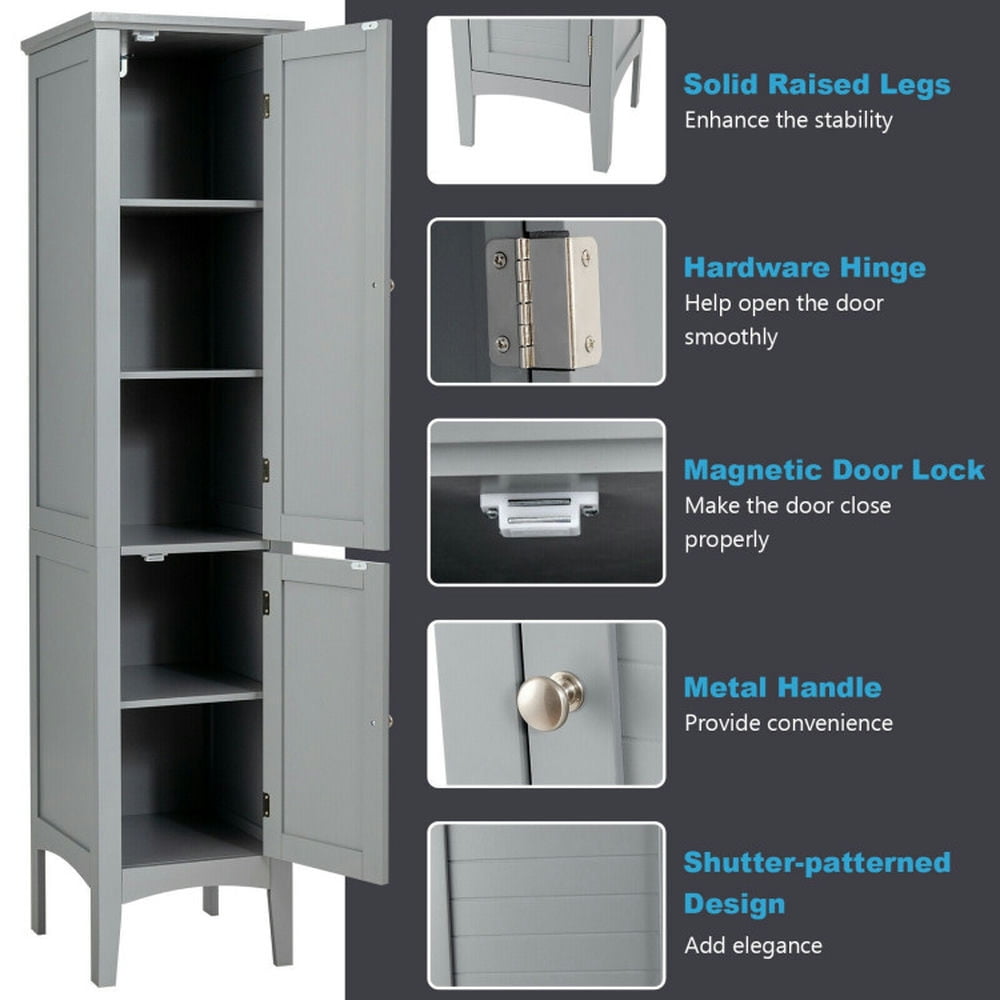 Finihen Bathroom Storage Cabinet, Bathroom Floor Cabinet, Freestanding Bathroom Storage Cabinet for Kitchen and Living Room, for Bathroom, Living Room, Bedroom, Kitchen, Gray Finihen Bathroom Storage Cabinet, Bathroom Floor Cabinet, Freestanding Bathroom Storage Cabinet for Kitchen and Living Room, for Bathroom, Living Room, Bedroom, Kitchen, Gray