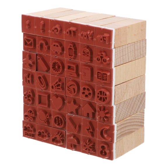 Moluckfu Stamps For Scrapbooking Multi Color Wood And Rubber 42Pack