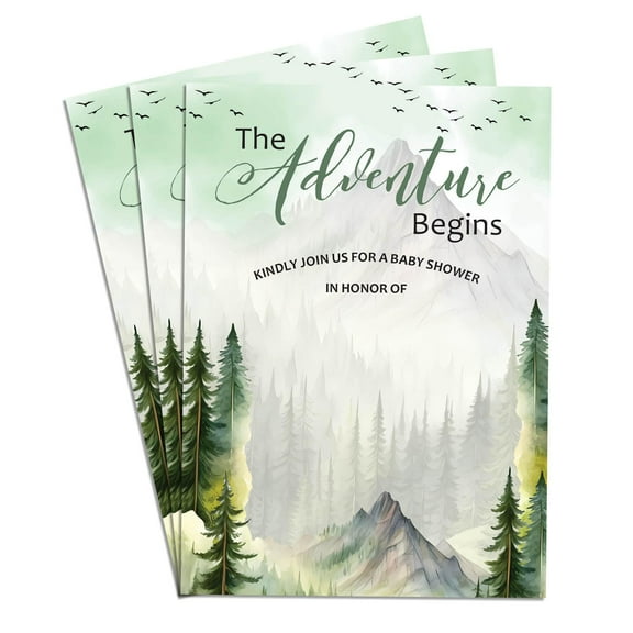 The Adventure Begin Cute Baby Shower Invitation Card Set of 30 Adorable Design High-Quality Paper Perfect for Baby Boy or Girl Celebration 4x6 in