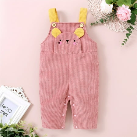 

Cartoon Newborn Infant Baby Girls Corduroy Bib-brace Overall Jumpsuit