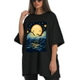 thumbnail image 4 of Plus Size Shirt for Women Black Tops for Women Oversized Short Sleeves Shirt for Women Starry Sky1 T Shirt Crewneck Shirt for Women 3XL, 4 of 5