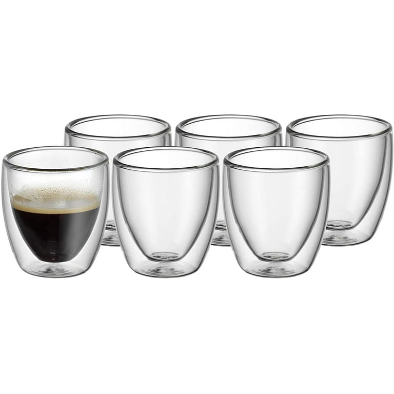 WMF Kult Coffee Cups 80ml, Double Wall, Clear Glass Set of Glasses
