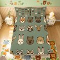 thumbnail image 5 of Manfei Funny Bear Rabbit King Sheets, Zoo Animal Print Bedding, Tan Sage, 4pcs, 1 Flat Sheet, 1 Fitted Sheet and 2 Pillowcases, 5 of 6