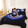 thumbnail image 4 of Erosebridal Soccer Ball Games Kids 7-Piece Twin Bedding Sets,Black Blue Bedding Comforter Set For Football Lovers,Reversible Black, 4 of 7