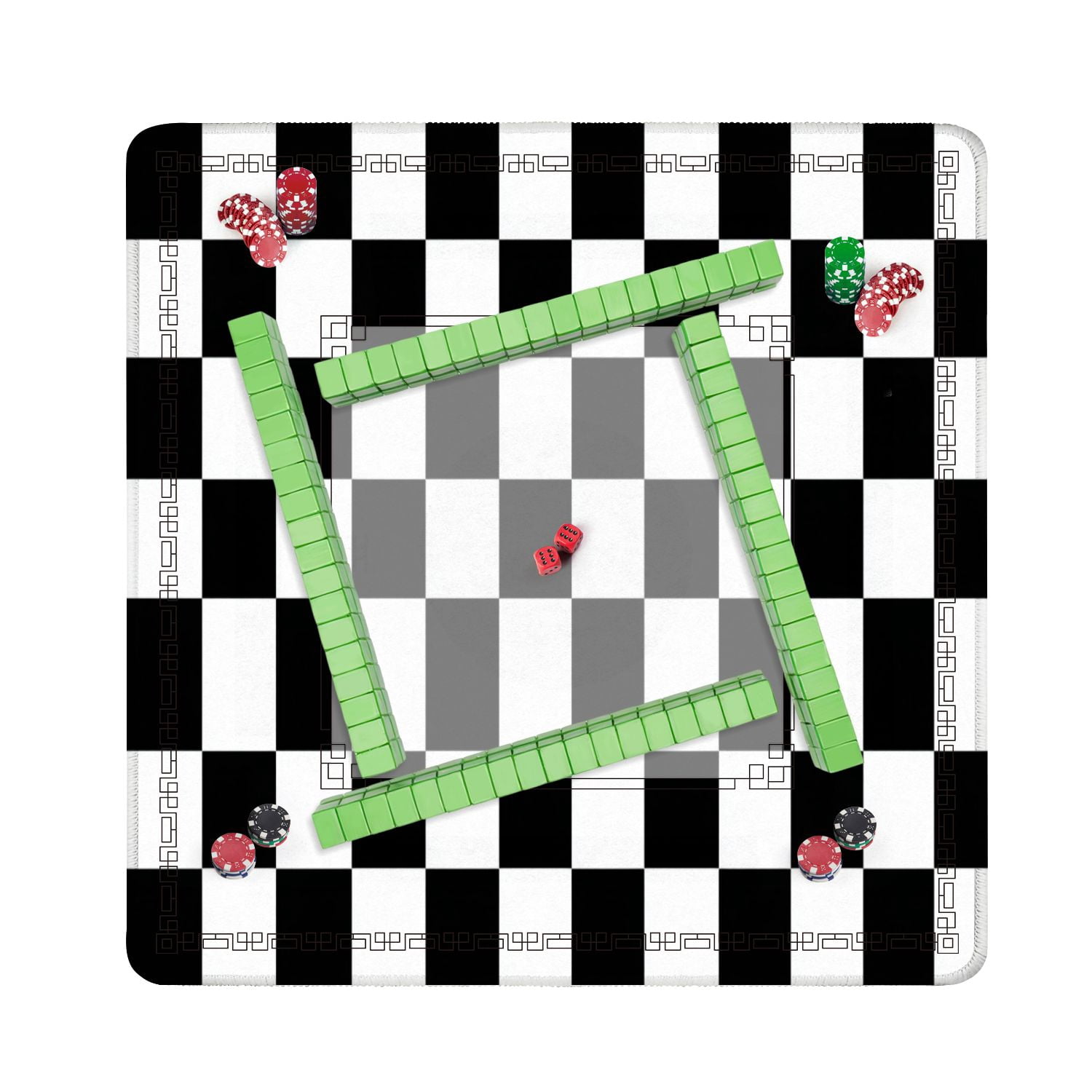 Mahjong Mat 31.5" x 31.5" Black white checkered seamless Endless flag Non-Slip Noise Reduction American Mahjong Tiles Table Cover for Dominoes Poker Card Board Games Gift