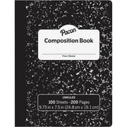 Pacon Unruled Compositon Book 100 Sheets - Plain - Unruled - 7 1/2" x 9 3/4" - Black Cover Marble - 24 / Carton