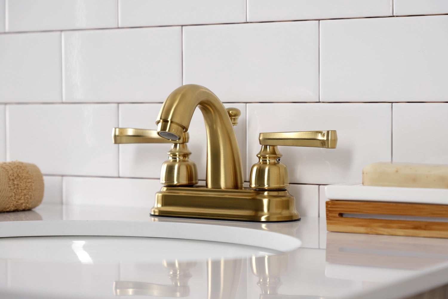 Kingston Brass KB5617FL 4 in. Centerset Bathroom Faucet, Brushed Brass