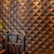 thumbnail image 4 of Panel difusor acústico de mosaico de madera maciza con triángulos 3D, arte para restaurante, música, tienda de arte, sala de video, estudio de grabación, decoración de pared, 4 of 5