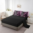 thumbnail image 5 of jejeloiu Gymnastics Girls Twin Bedding Sets 7-Piece,Glitter Heart Print Bedding Comforter Set,Pink Black Sheet Sets For Child,Microfiber Bedroom Decor Reversible, 5 of 8