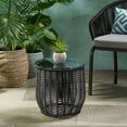 thumbnail image 2 of Kriday Wicker Side Table with Tempered Glass Top, Black, 2 of 6