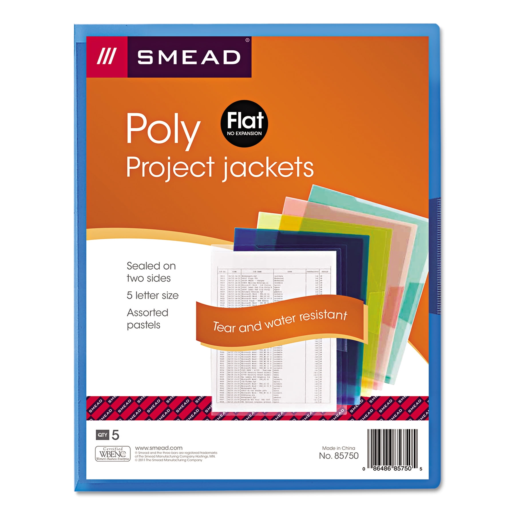 Letter Smead 85751 Clear Poly Translucent Project Jackets 9.25" X 11.75"