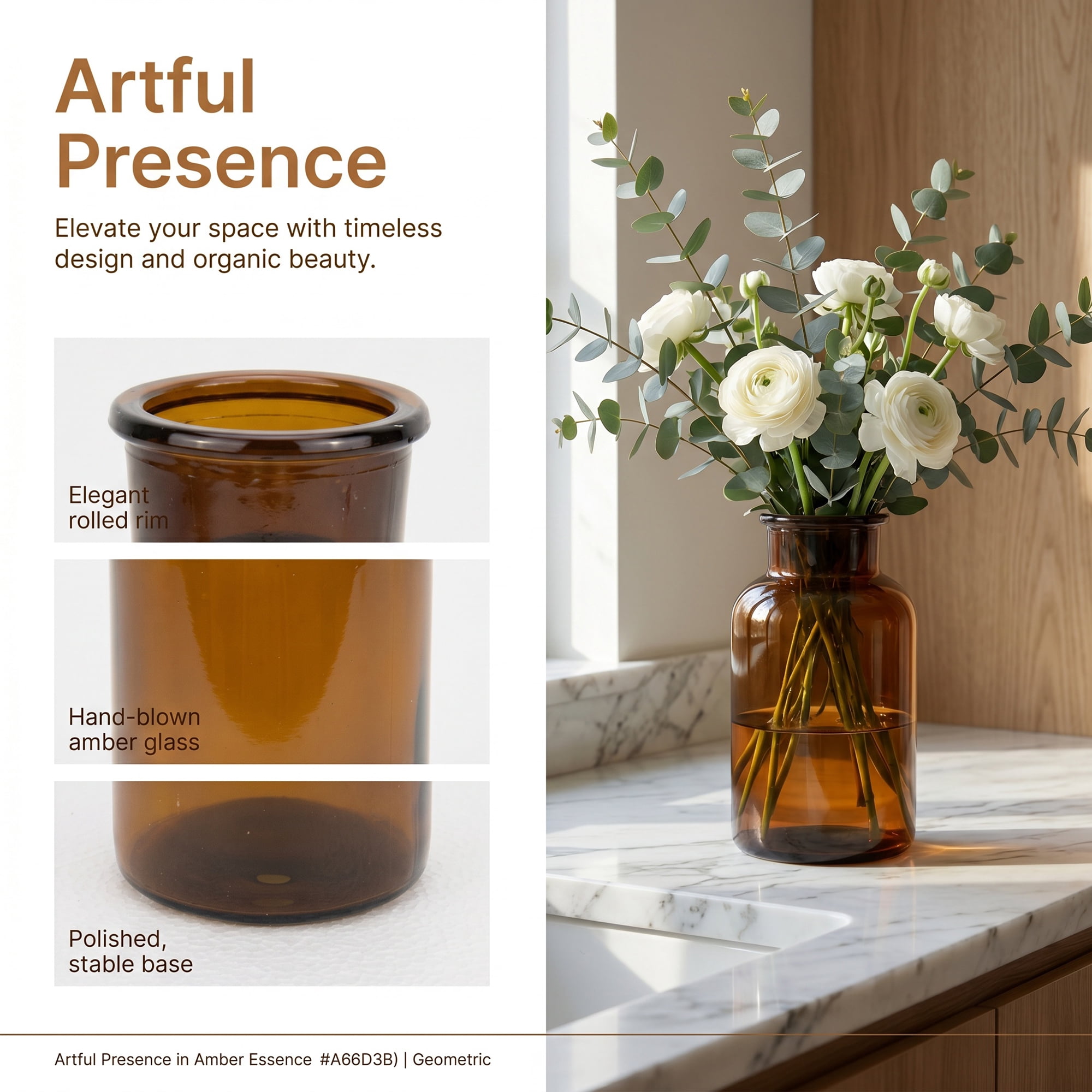 Unique Bargains Glass Vase for Flowers Thickened Geometric Vase Dark Brown 3.1"x3.1"x 6.3"