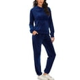 thumbnail image 2 of 2 Piece Velour Sweatsuits Track Suits For Women  Long Sleeve Hoodie and Pants Sets Soft Velvet Tracksuit Loose Sweatshirts Velour Yoga Jogger with Pockets, 2 of 7