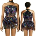 thumbnail image 2 of Baisdan Sequin Skirt for Women, Sparkly Mini Skirt, Sequin Tassel Fringe Skirts, Black Colorful, 2 of 6