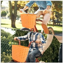 Stri 1 Set of Scooter Front Basket Plastic Bike Basket Woven Bicycles Basket (Orange)