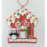 Holiday Time House With Penguin Ornament, 4.5"