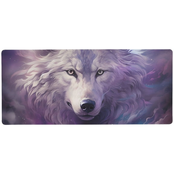 JSTEL White Wolf Large Gaming Mouse Pad Big Mousepad Mice Keyboard Mat with Non-Slip Rubber Base for Computer Laptop Home & Office, 31.5 X 11.8 inch