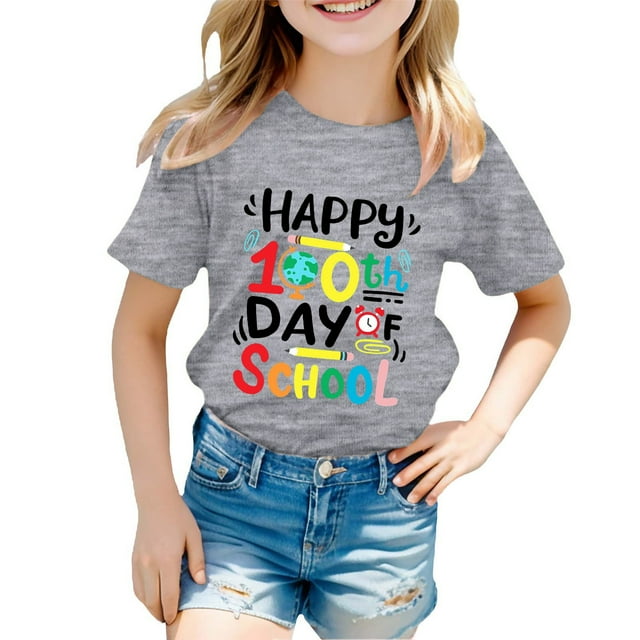 TZEWGL T-Shirts pour Fille Garçon Col Rond Manches Courtes Amples Imprimé Graphique Vêtements pour Bébés Taille 4-5T