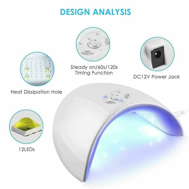 36W LED UV Manicure Machine, Nail Polish Dryer Lamp, Gel Acrylic