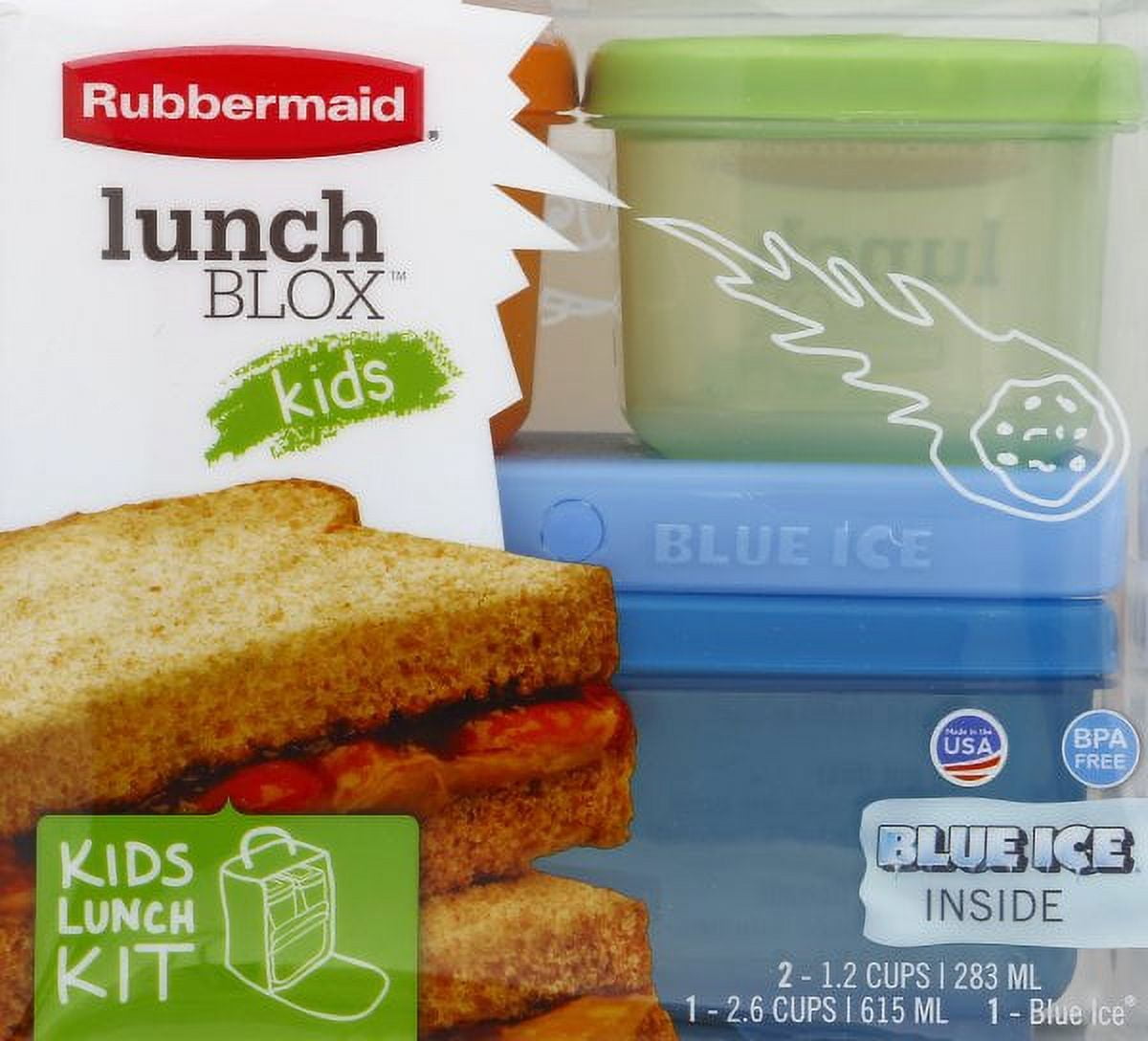 Rubbermaid 4-Piece Snap and Stack Lunch Blox Kit with Ice, Multi,  5.25x5x4.5 Inches - multi