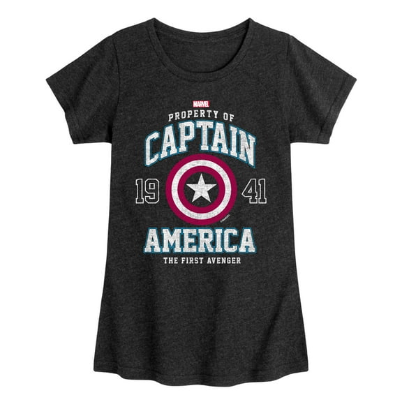 Marvel Captain America - Property - Toddler and Youth Girls Fitted Short Sleeve Graphic T-shirt