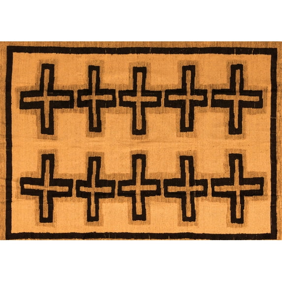 Ahgly Company Indoor Rectangle Abstract Orange Modern Area Rugs, 3' x 5'