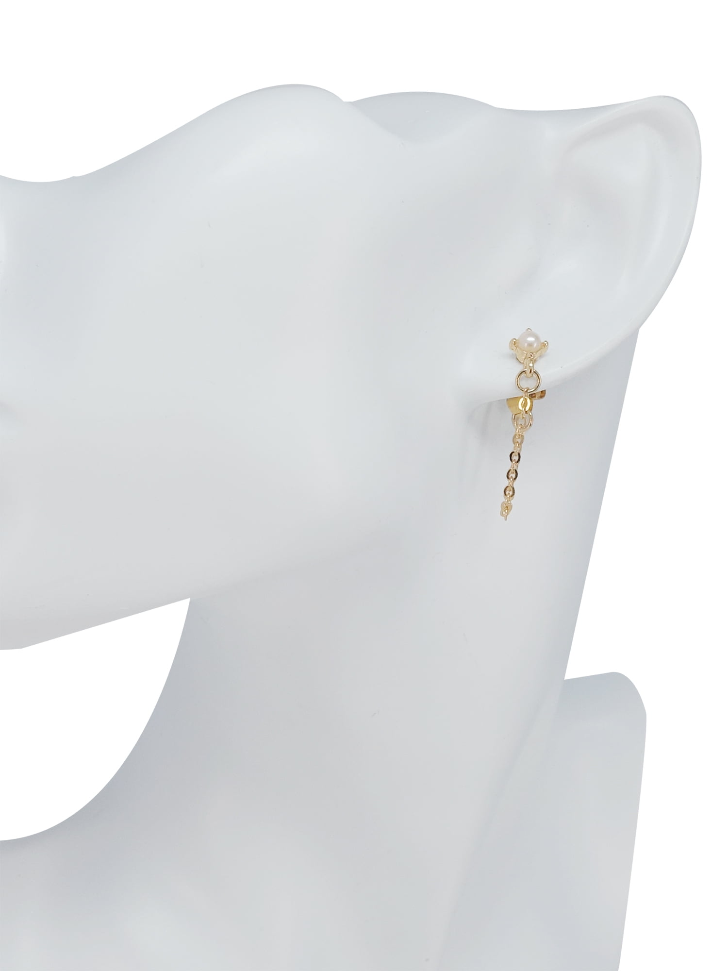 Time and Tru Women's Pearl with Glass stud and hoop Earring Set in Gold Plated