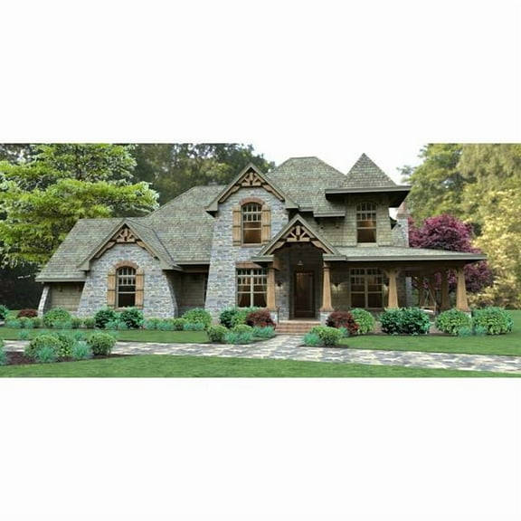 The House Designers: THD-4503 Builder-Ready Blueprints to Build a Two-Story European House Plan with Slab Foundation (5 Printed Sets)