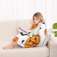 thumbnail image 4 of Halloween Pumpkin Bat Pattern Blanket Hoodies for Kids 6-13YR Oversize Wearable Blanket Hoodies for Boys Girls Teens, 4 of 7