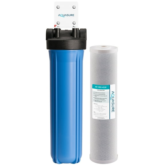 Aquasure Fortitude V Series 20" x 4.5" High Flow Whole House 5 Micron Carbon Block Water Filter System (AS-F120CB5)