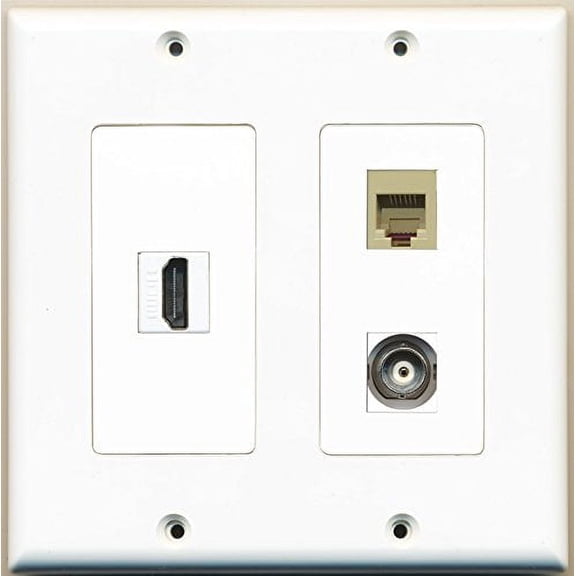 RiteAV - 1 Port HDMI 1 Port Phone RJ11 RJ12 Beige 1 Port BNC - 2 Gang Wall Plate