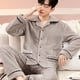 thumbnail image 4 of Pijama tipo cárdigan de manga larga, pijama de invierno para hombre, pijama de vellón coral, ropa de hogar de franela gruesa, 4 of 6