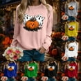 thumbnail image 4 of yueewhu Women's Halloween Costumes Adult Cute Spooky Pumpkin Ghost Sweatshirt (White, M), 4 of 8