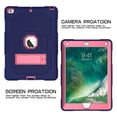thumbnail image 2 of ELEHOLD Rugged Hybrid Case for iPad 6th/5th Gen/Pro 9.7 inch (2018/2017/2016) Three-Layer Full Protection Hidden Kickstand Shockproof Durable Case for iPad 9.7 ,NavyBlue+Rose, 2 of 7