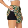 thumbnail image 1 of Balery Pineapples Palm Leaves Pantalones cortos deportivos para mujer con forro y dos bolsillos, elásticos, para entrenamiento, gimnasio, yoga-Large, 1 of 7