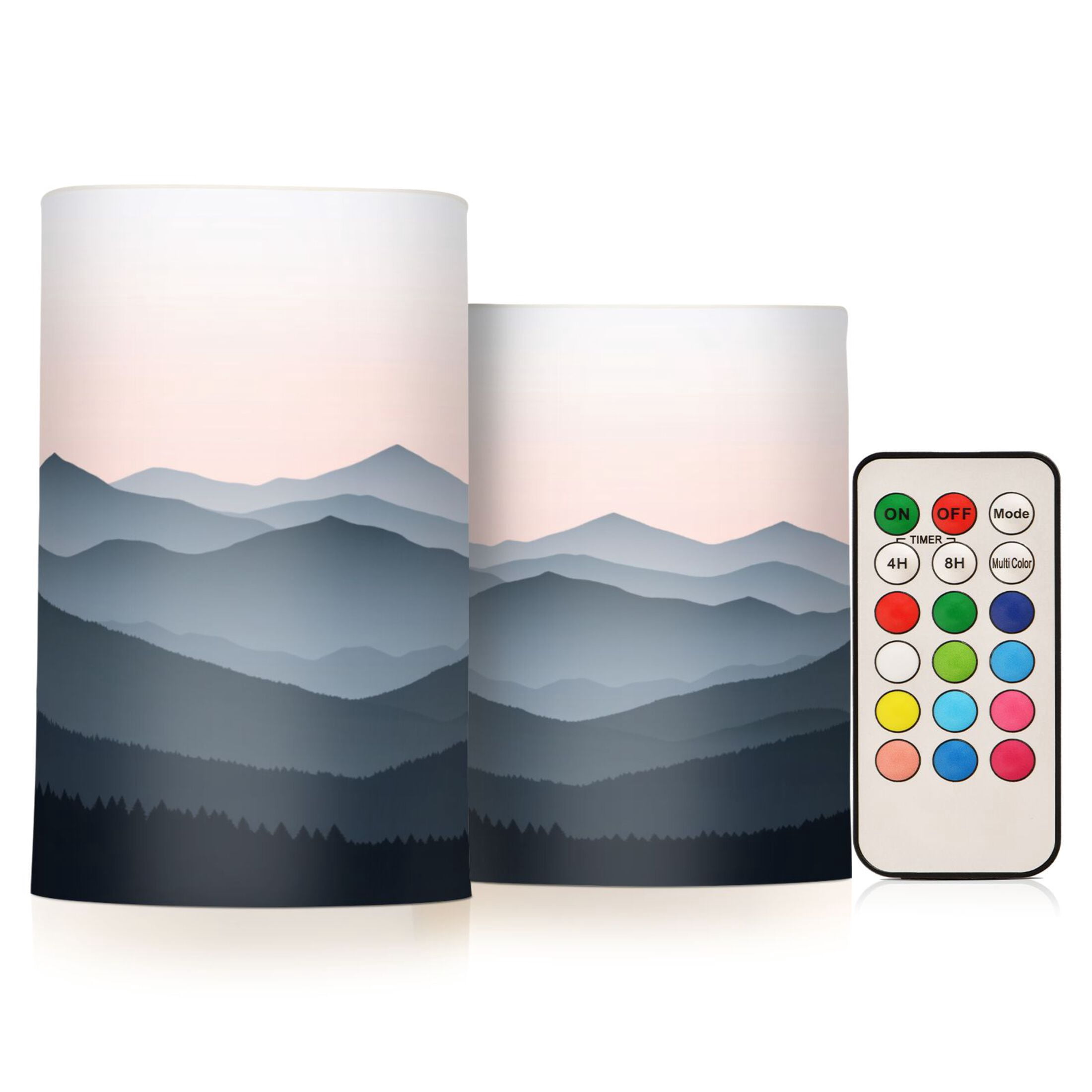 Layered Mountain Set of 2 Flameless LED Candles Remote and Timer Indoor Outdoor