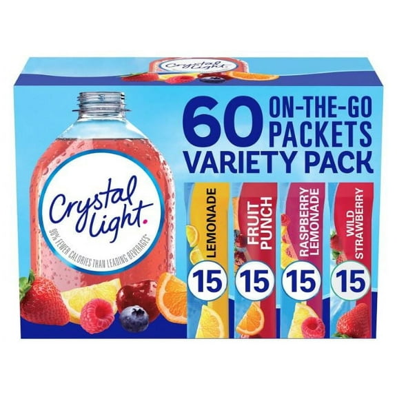 Crystal Light Lemonade, Fruit Punch, Raspberry Lemonade and Wild Strawberry Powdered Drink Mix Variety Pack (60 ct.)