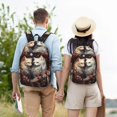 thumbnail image 5 of Naloa Flower Cat Couple Canvas Backpack for Men Women Rucksack Casual Travel Daypack College Tote Satchel Bookbag for Teens-Small, 5 of 7