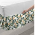 thumbnail image 2 of Hibiscus Bed Skirt, Summer Vibes Exotic Pointy Petal Flowers Pattern, Elastic Bedskirt Dust Ruffle Wrap Around for Bedding Decor, 4 Sizes, Laurel Green Cream, by Ambesonne, 2 of 2