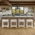 thumbnail image 3 of MIITODAY Bar Stools Set of 4, 25" Counter Height Bar Stool with Metal Frame, Fabric Upholstered Saddle Barstools for Kitchen Island, Beige, 3 of 5
