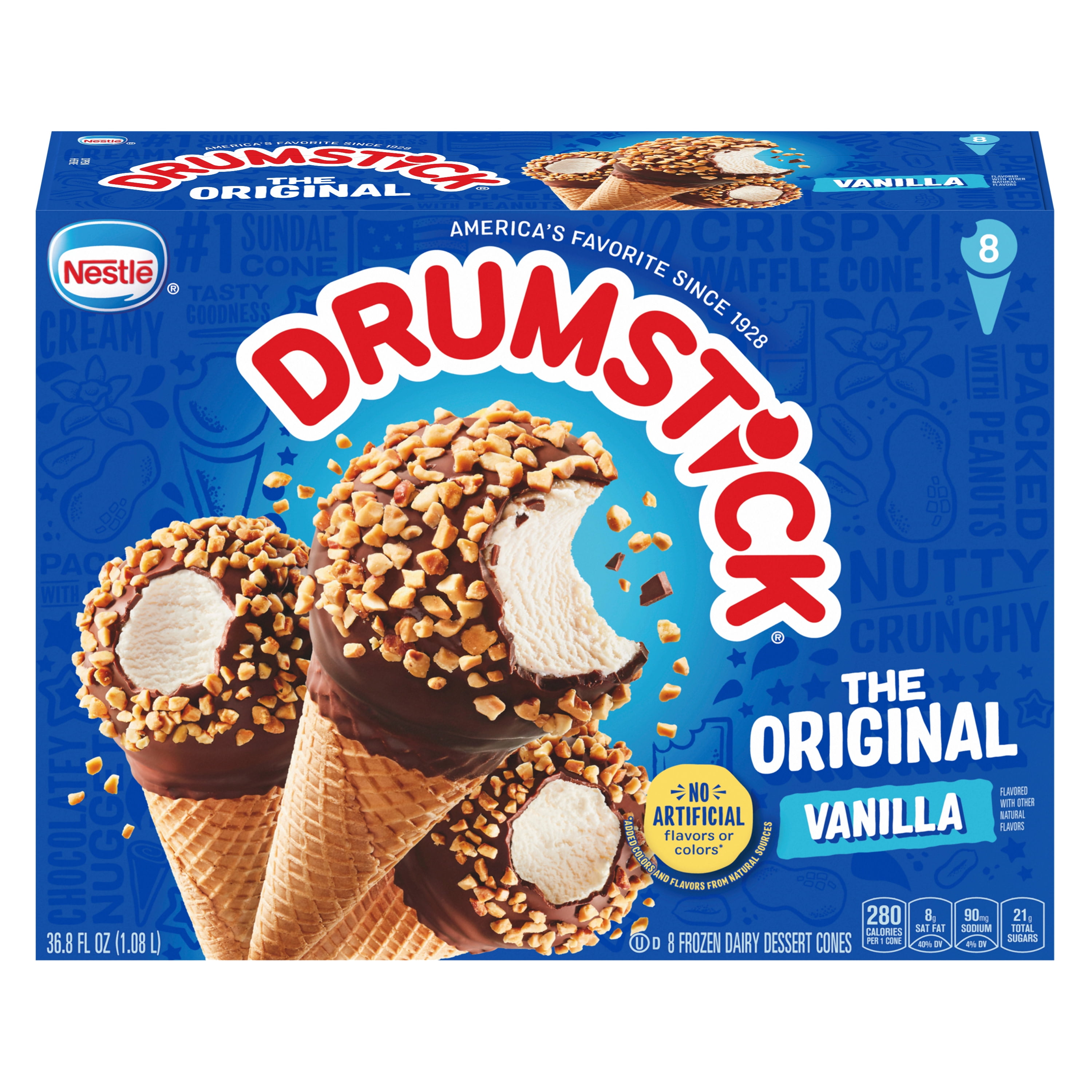 Drumstick The Original Vanilla Ice Cream Cones, 8 Count - Walmart.com