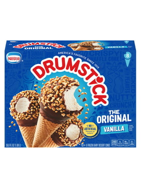 Drumstick Original Vanilla Sundae Ice Cream Cones Dessert, 8 Ct