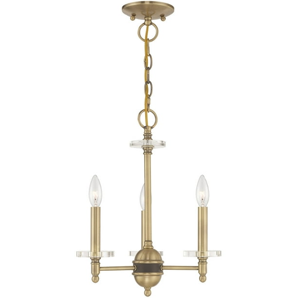 Mini Chandeliers 3 Light Fixtures With Antique Brass Finish Steel