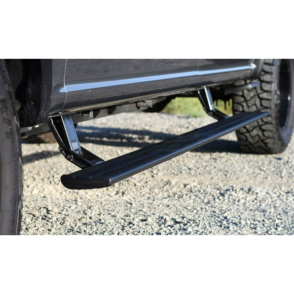 Amp Research Running Board 86153-01A PowerStep; Textured; Black; Aluminum; With LED Light System; Rocker Panel Mount