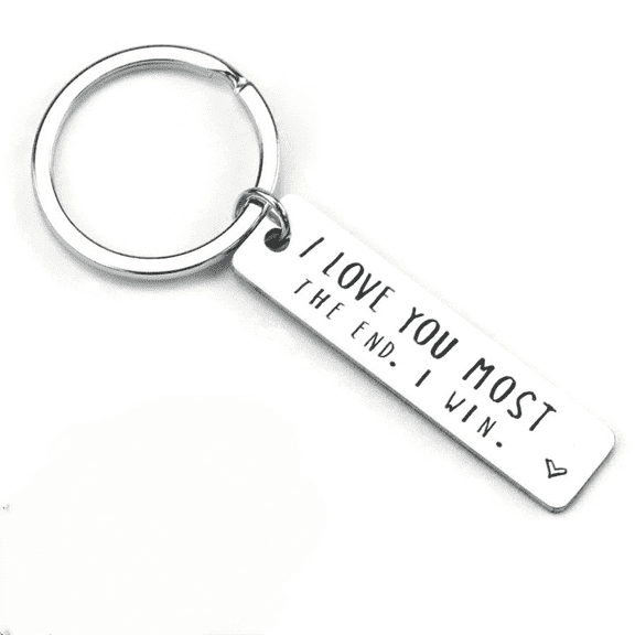 Couple Keychain for Him & Her - "I Love You Most The End I Win" Engraved Keychain, Unisex Adult Gift