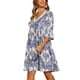 thumbnail image 4 of Vestido de verano V cuello INSPIRE CHIC para mujer, estampado bohemio, con volantes en las mangas, estilo swing, corte A, casual de playa, mini vestido S azul, 4 of 6