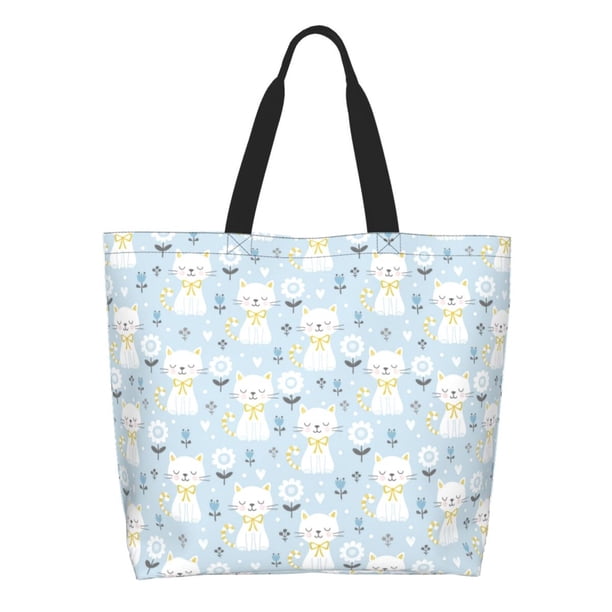 Balery Cute Cat Bolsa Tote Estilo Estético con Cremalleras, Bolsa de Hombro, Bolsa de Compras Grande y Plegable