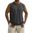 thumbnail image 3 of Men's Sleeveless Tank Top Cotton Athletic Muscle Tee Crew Neck Pullover Quick Dry Breathable Casual Running Gym Workout Beach Vacation Streetwear | TOPLIU,Gray M, 3 of 8