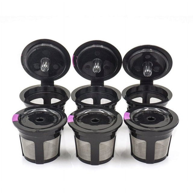 Chok Tasses K Réutilisables pour Filtres à Café Universels Rechargeables pour Cafetière à Portion Individuelle, Lot de 3 Dosettes Réutilisables, Noir